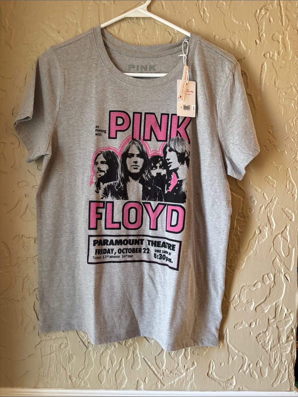 Lucky Brand Gray Tee with Pink Floyd Band Graphic